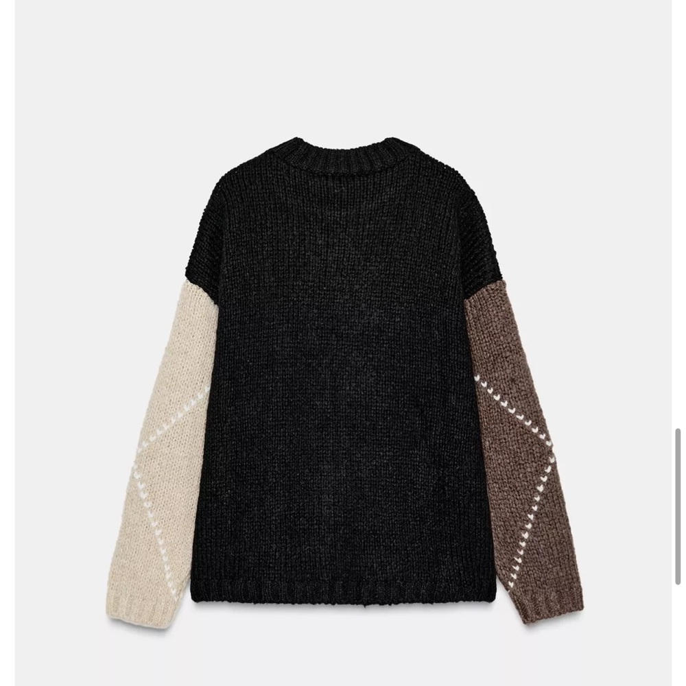 Zara NWT diamond knit wool blend jumper sweater 5802/101 - Picture 3 of 10